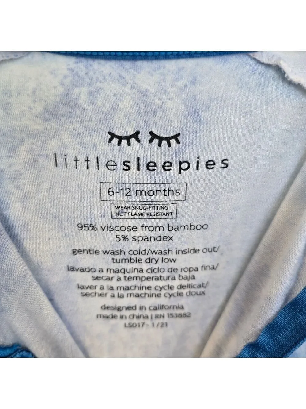 Little Sleepies Zippy Blue Watercolor Convertible Romper/Sleeper